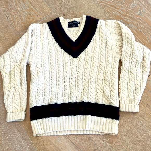 Vintage Ralph Lauren RLL wool Varsity Collegiate Sweater Medium Preppy - Picture 1 of 6